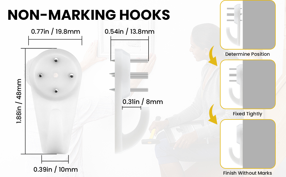 UBANU 30 Pcs Concrete Wall Hooks, NonTrace Heavy Duty Hard Wall