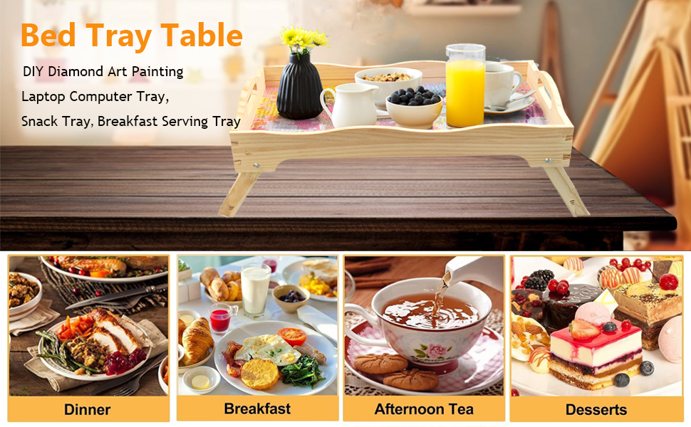 BAYUNOE DIY Diamond Serving Tray Rectangular Breakfast Tray