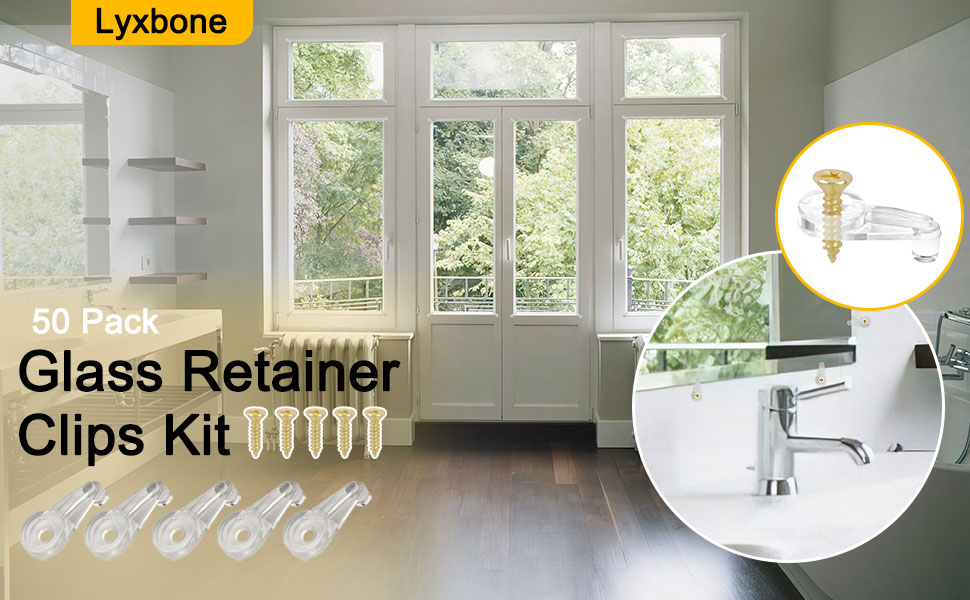 50 Pack Glass Retainer Clips Kit with Screws Door Glass
