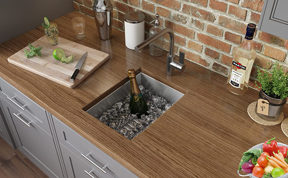 Bar Sink, MENSARJOR 10 x 17 Inch Undermount 16 Gauge Single Bowl