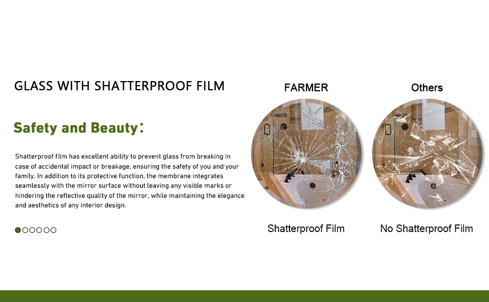 FARMER Frameless Round Mirror, 36 inch Circle Mirror with 1