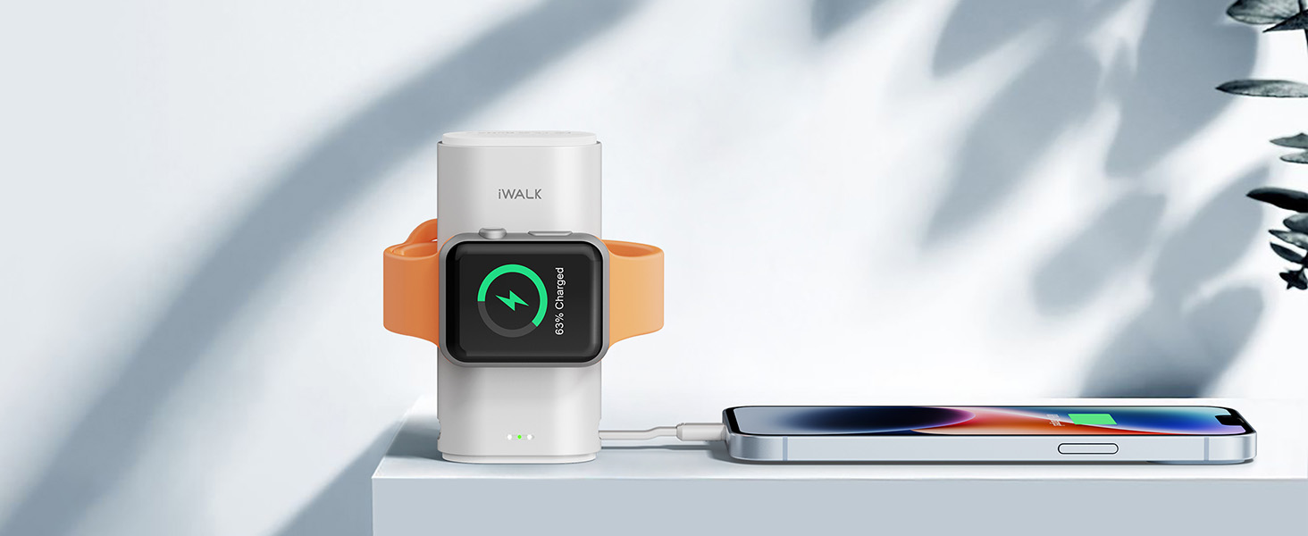 iWALK Portable Apple Watch Charger, 9000mAh Power Bank with Built in