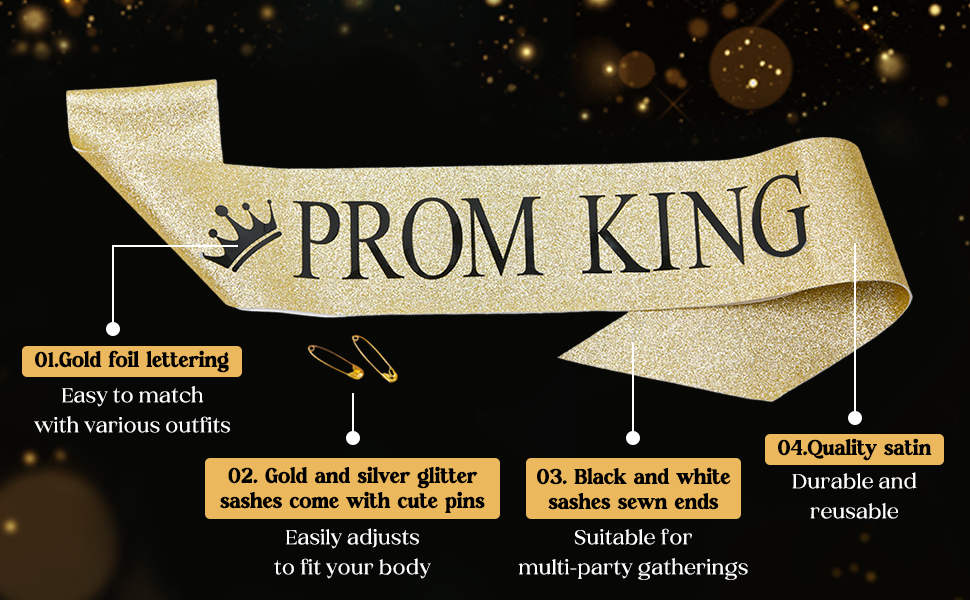 Lyrow 2 Pcs Prom King and Queen Sashes, 2025 Graduation