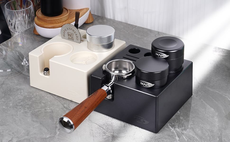 Espresso Tamper Station, Black Tamping Station Plastic Coffee Tamper Stand