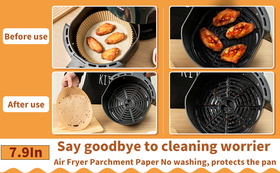 9.1” (100 PCS) Air Fryer Disposable Paper Liner, MEIYA