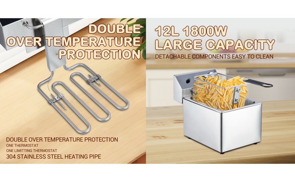 Electric Deep Fryer, 12L Stainless Steel Commercial Fryer