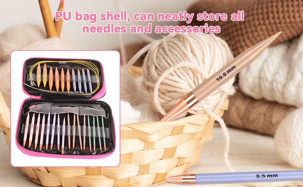 13 Pairs Interchangeable Knitting Needle Set 2.75mm10mm, Circular Knitting Needles Set Crochet