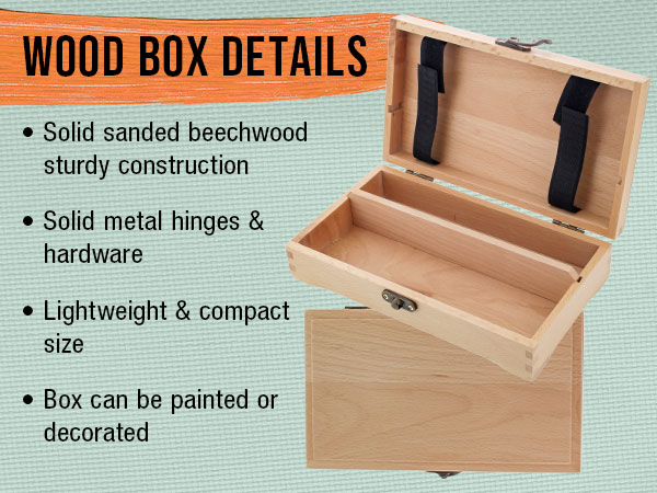 U.S. Art Supply Artist's Small Wood Storage Box