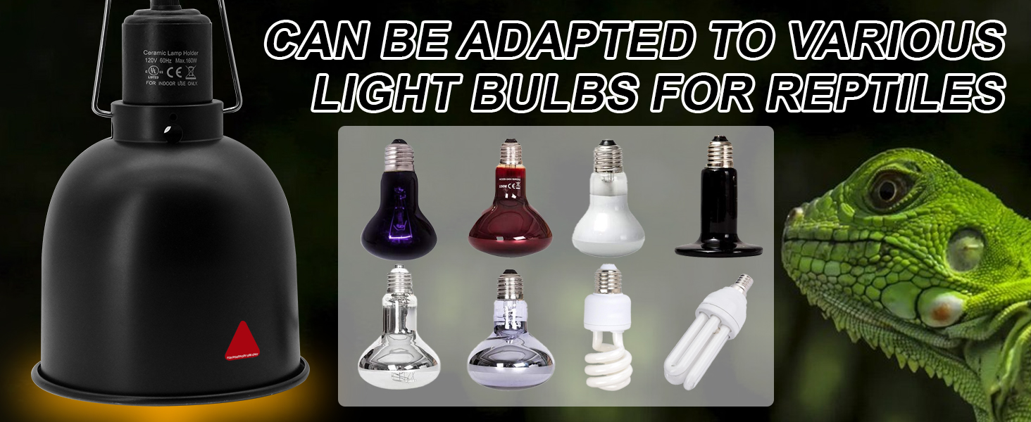 reptile light fixture 5.5 Inch Deep Dome Lampshade, Reptile Heat Lamp Fixture with Separate Switches