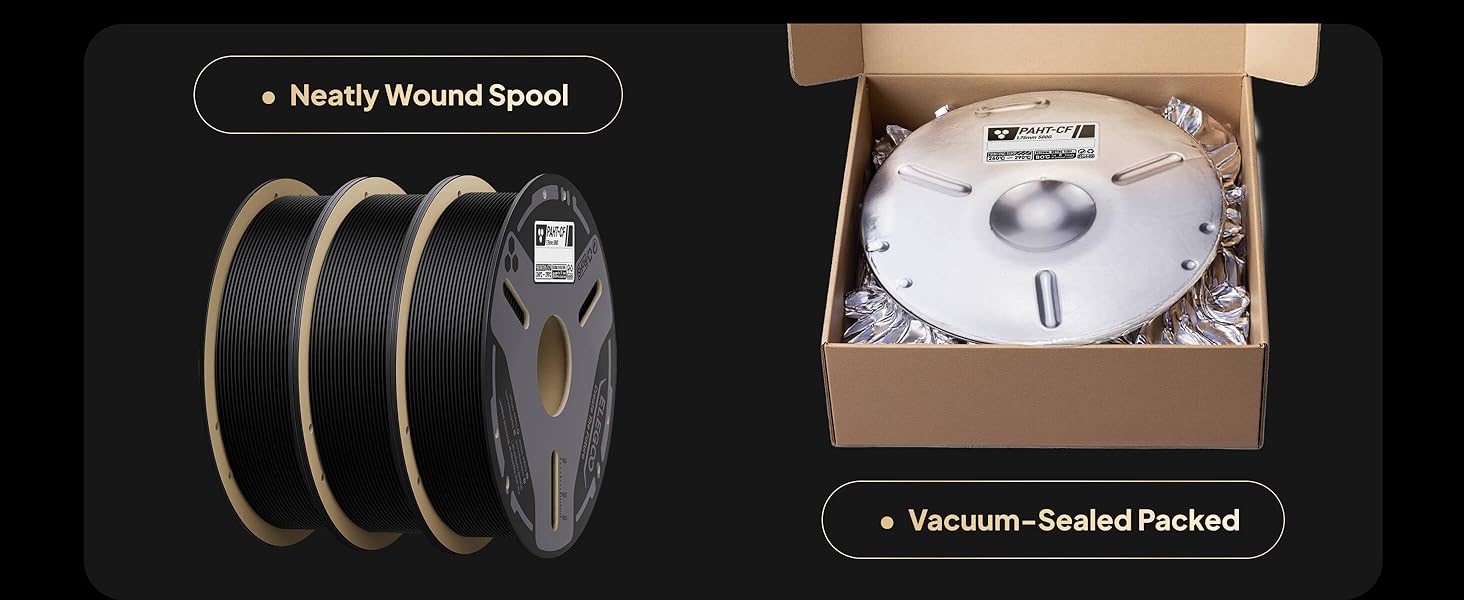 neatly wound spool and vacuum-sealed packed