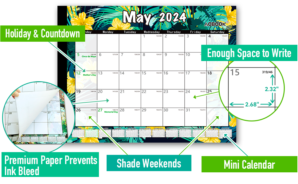 Desk Calendar 20232024, 22"x17" Large Desk Calendar from