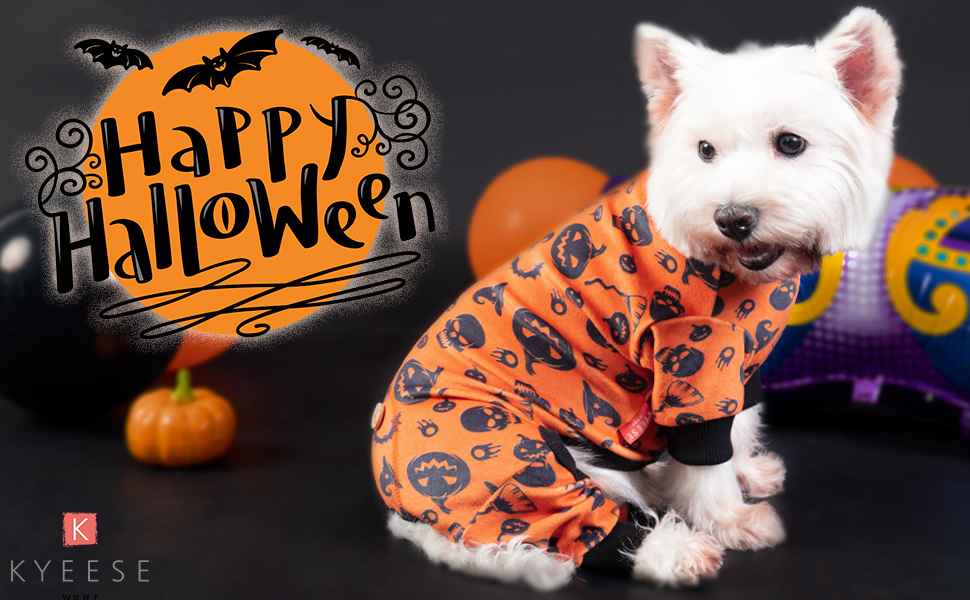 KYEESE Dog Pajamas Halloween Holiday Pumpkin Soft Velvet