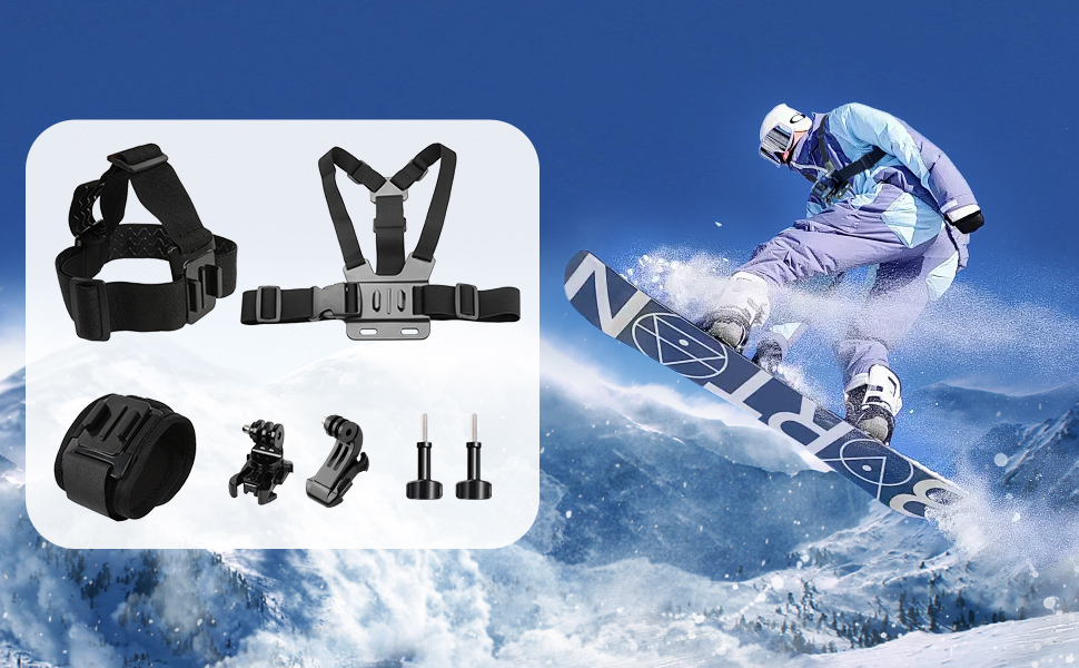 Chest Mount + Head Strap+Wrist Strap for Go Pro Hero 12,11,10,9,8,7,6,5,4,3+ Fusion