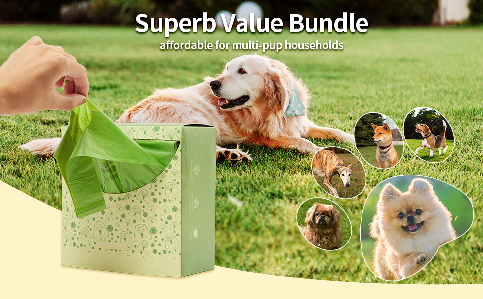 Dog Poop Bag with Handles, Biodegradable Doggie Waste Bags