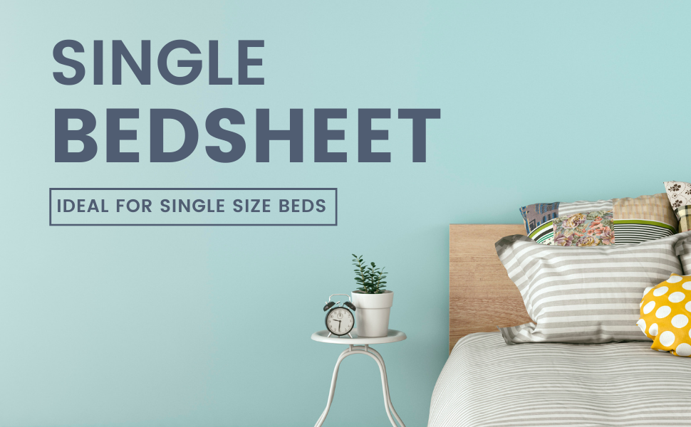 Loreto 144 TC 100 Cotton Bedsheet for Single Bed with 1 Pillow Cover