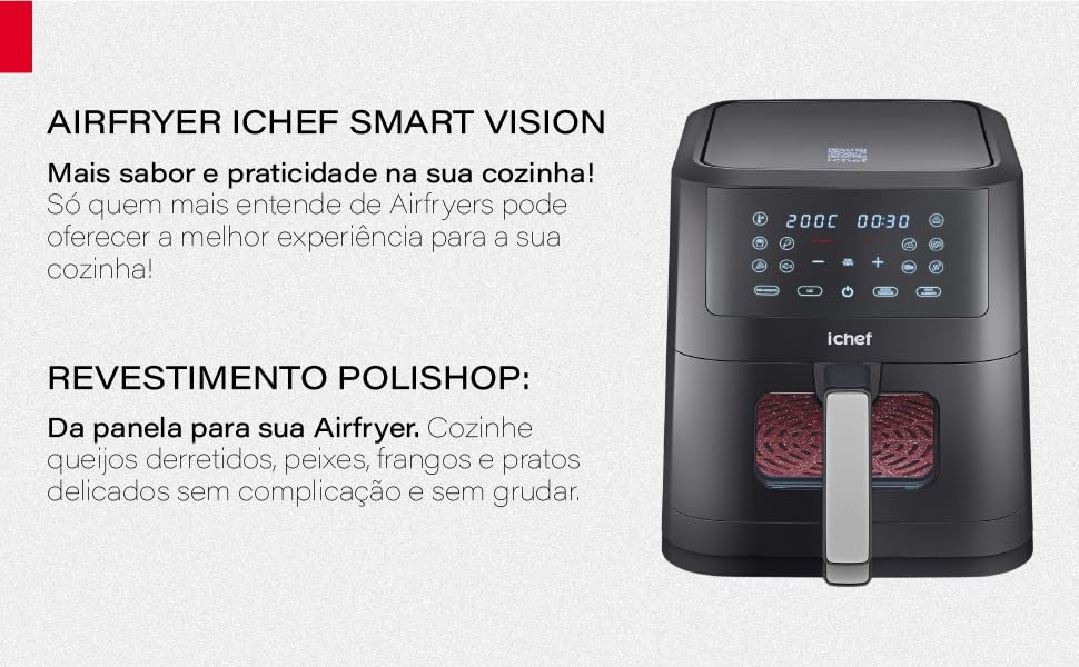 ICHEF Fritadeira Elétrica Airfryer Smart Vision 6L (110 Volts)