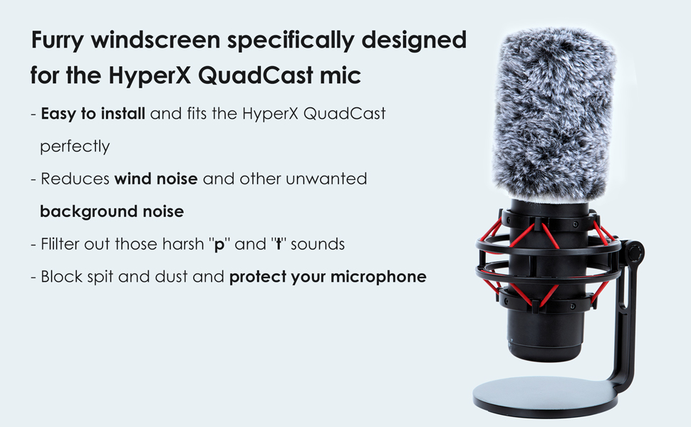 QuadCast Pop Filter Microphone Wind Cover Furry Windscreen Muff
