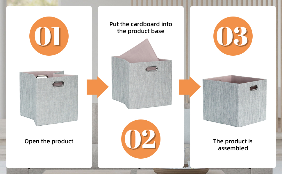 ArcaGuru 13x15x13 Storage Cube Bins, Linen Foldable Fabric