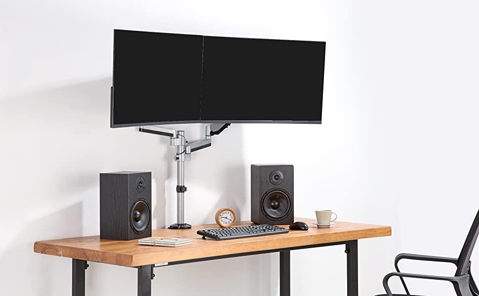 AVLT Dual 13"32" Stacked Monitor Arm Desk Mount fits Two Flat/Curved