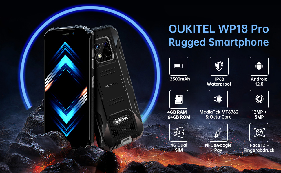 ANDROID - 新品未開封 即納12500mAh OUKITEL WP18Pro red OUKITEL WP18 Pro Rugged Smartphone, 12500mAh Battery 5.93