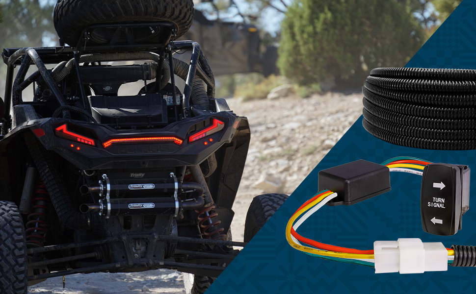 UTV/ATV Turn Signal Kit w/ 12pc 3/4" Round Amber + Red