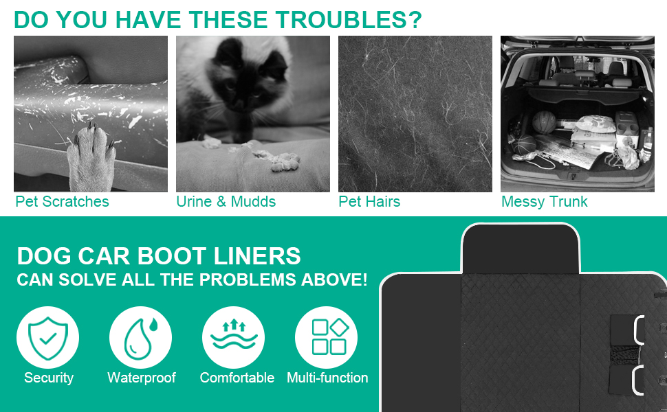 pecute Car Boot Liners for Dogs, SUV Boot Cover Protector Waterproof