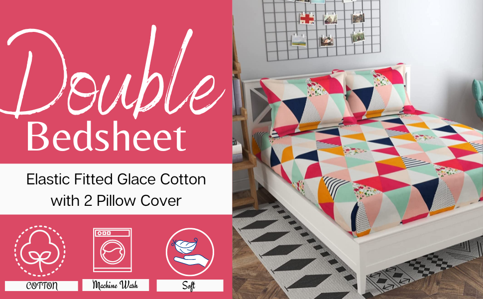 Buy KAWI Elastic Fitted BEDSHEET Queen Size Soft Glace Cotton (Fits 78