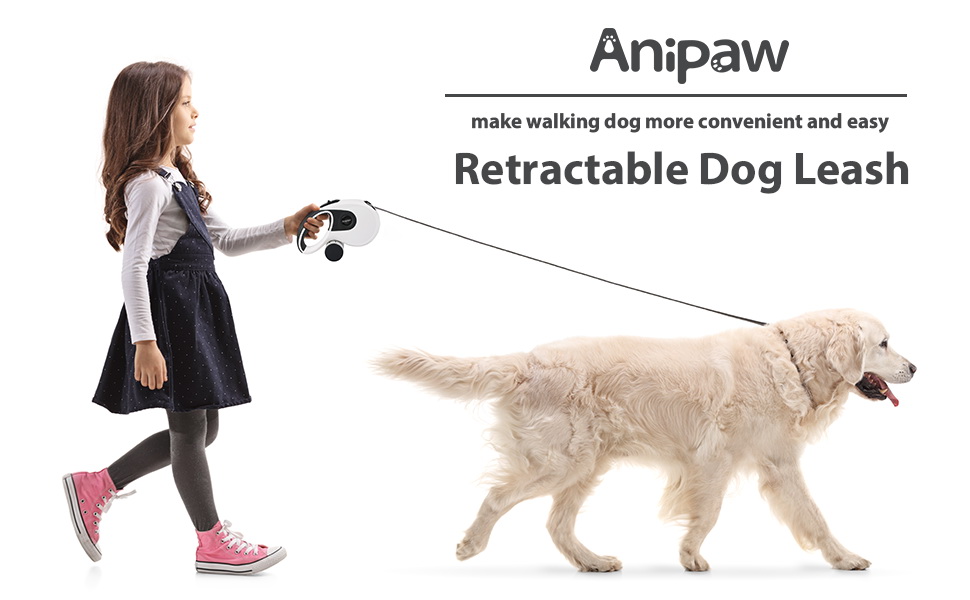 Retractable Dog Leash 16ft Strong Nylon Cord, Anipaw Heavy Duty 360