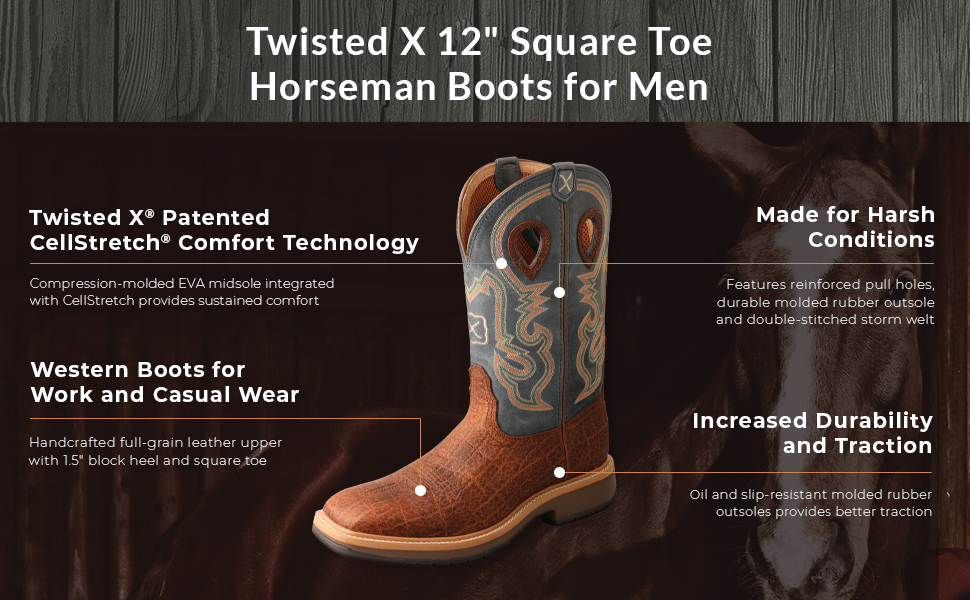 【horseman joe】5 Eyelets Boots Twisted X Men's 12