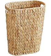 Coeusy Wicker Trash Can,Bathroom Trash Can,Water Hyacinth Wicker Trash Basket with Handles,Handwo...