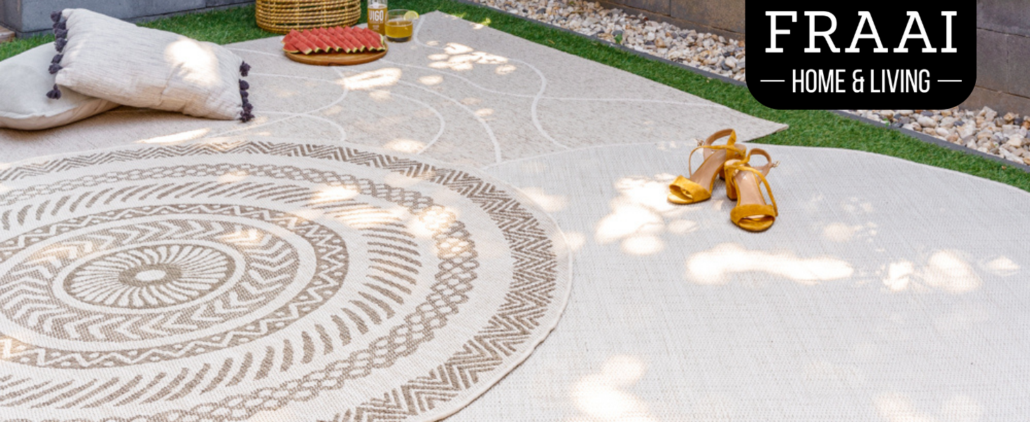 Amazon.de FRAAI In & Outdoor Jute Teppich Rund Nomad Edge Creme Ø