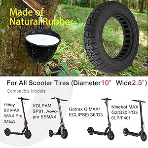 10x2.5 10 inch tires electric scooter solid rubber tires 60/70-6.5 scooter tire max g30 g30p g30lp