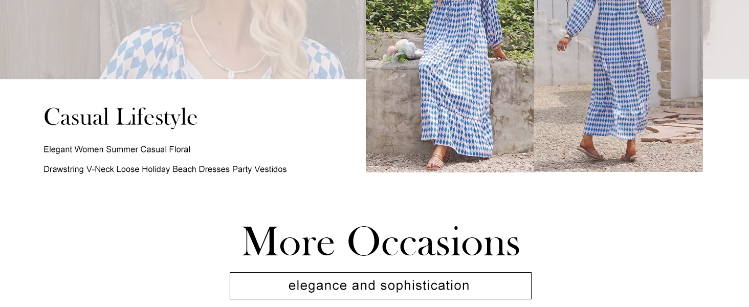 Women 2024 V Neck Boho Maxi Dresses