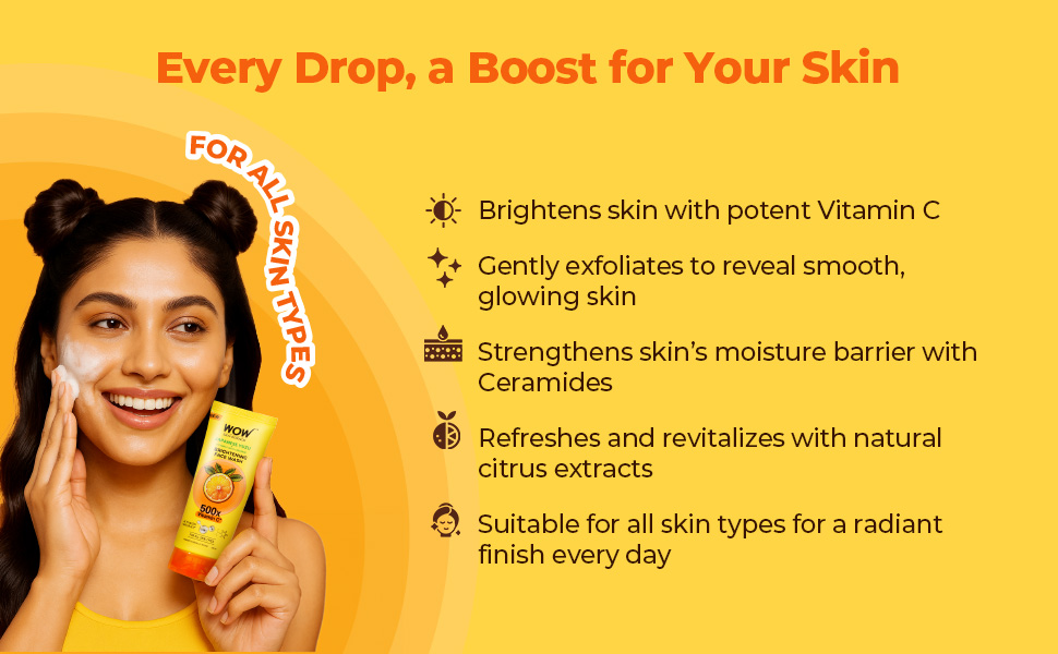 WOW Skin Science Japanese Yuzu + Vitamin C with Ceramide Brightening Face Wash