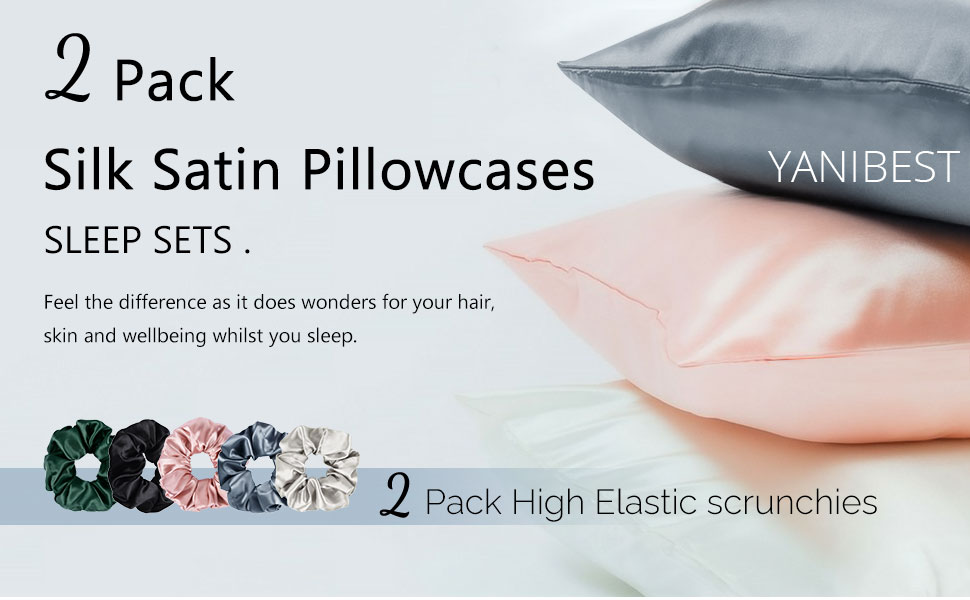YANIBEST Satin Pillowcase for Hair and Skin Care Silk Pillowcase 2 Pack Queen Size