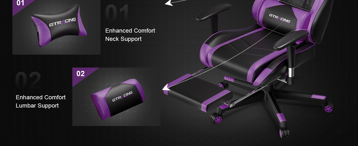 Gaming Chair with Footrest and headrest