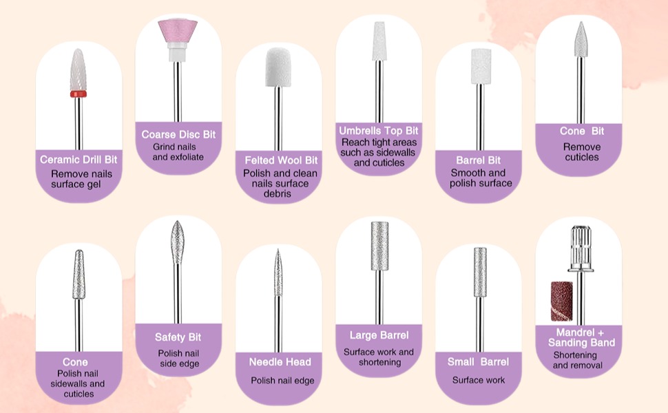 12 in 1 Kit Electric Nail File Efile Nail Drill Gift for Beginner and Professional