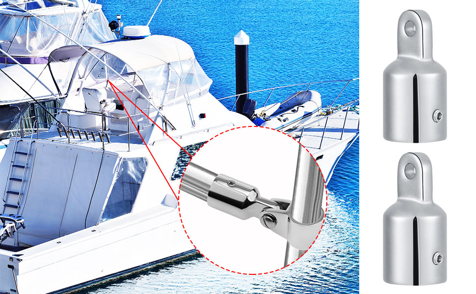 HSEAMALL Bimini Top Eye End Cap Fits OD Round Tubing, Stainless Steel