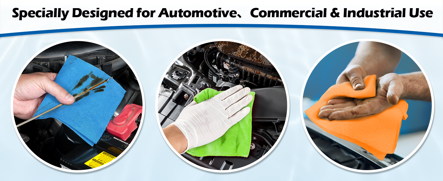 100 Pack Commercial Grade Shop Rags Microfiber Towels for Cars