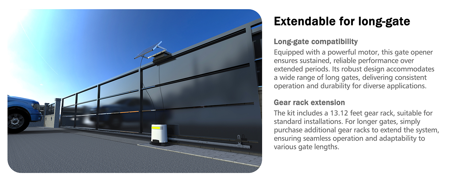 slide gate motor, 40ft long driveway gates, heavy duty operator for commercial