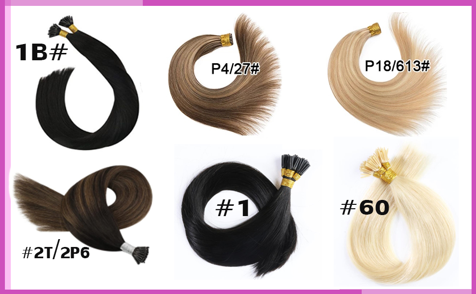 I Tip Human Hair Extensions 14 inches Yaki Straight 1B