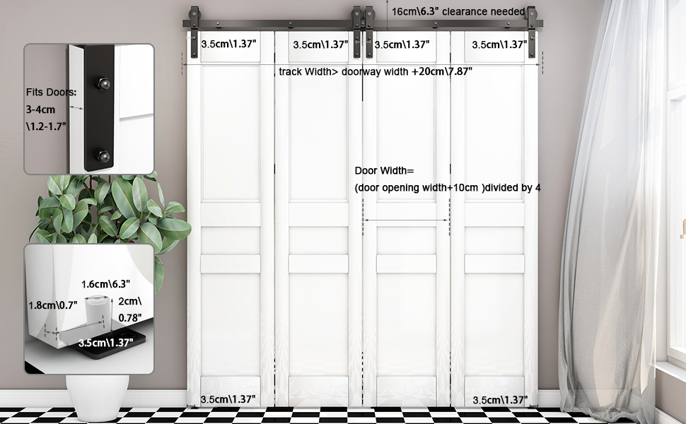 BONIKLUBA 60" BiFolding Sliding Barn Door Hardware Kit for