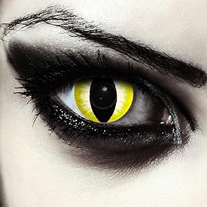Yellow colored cat eye contacts without power carnival halloween costume cosplay