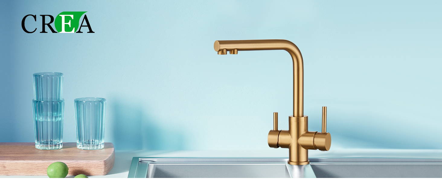 CREA 3 Way Kitchen Tap, 360° Swivel Three Way Tap, 3 in 1 Kitchen Sink Tap, Triflow Kitchen Tap