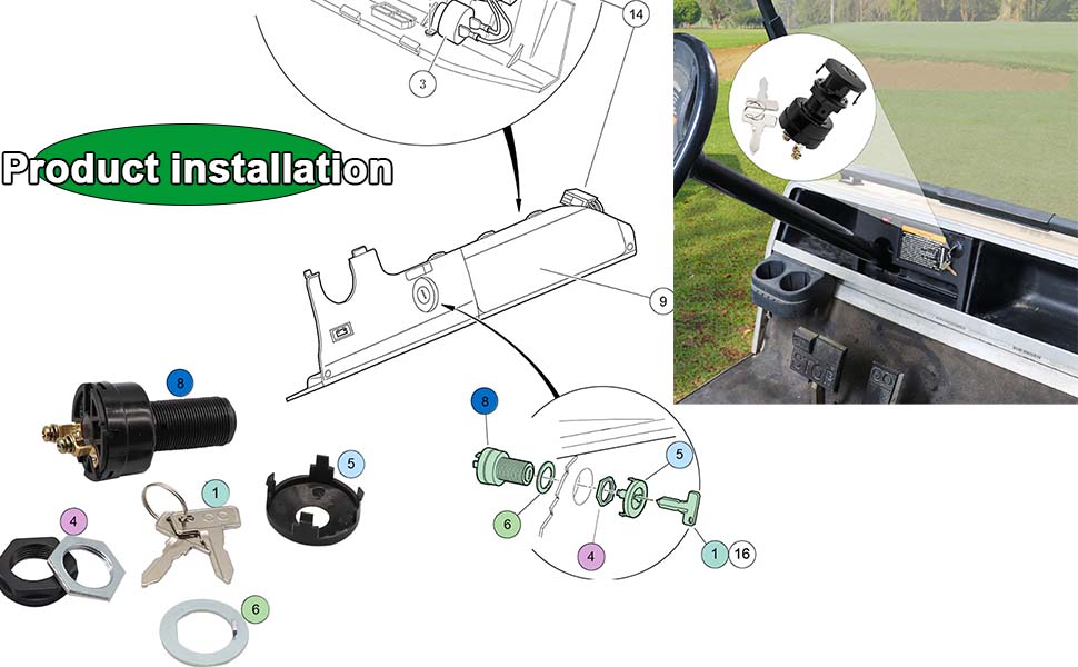 Starter Car DS Electric Golf Cart 1996Up Ignition Key