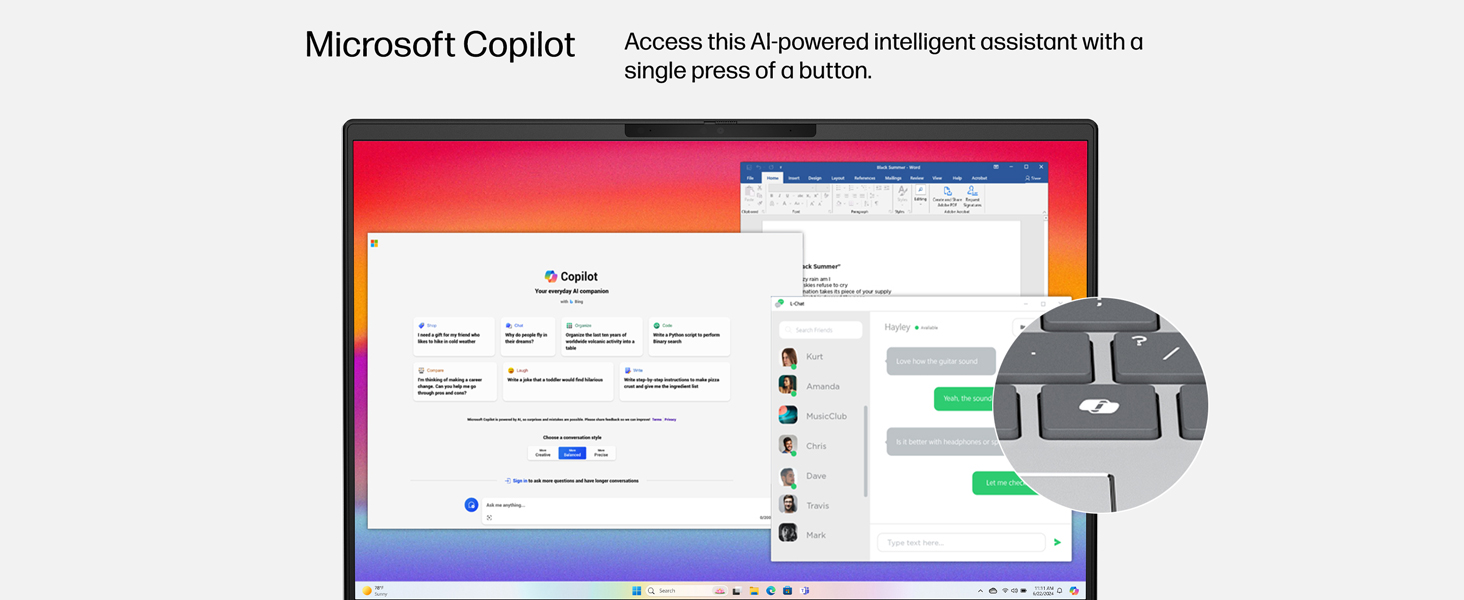 microsoft windows copilot key button ai artificial intelligence software platform answers help