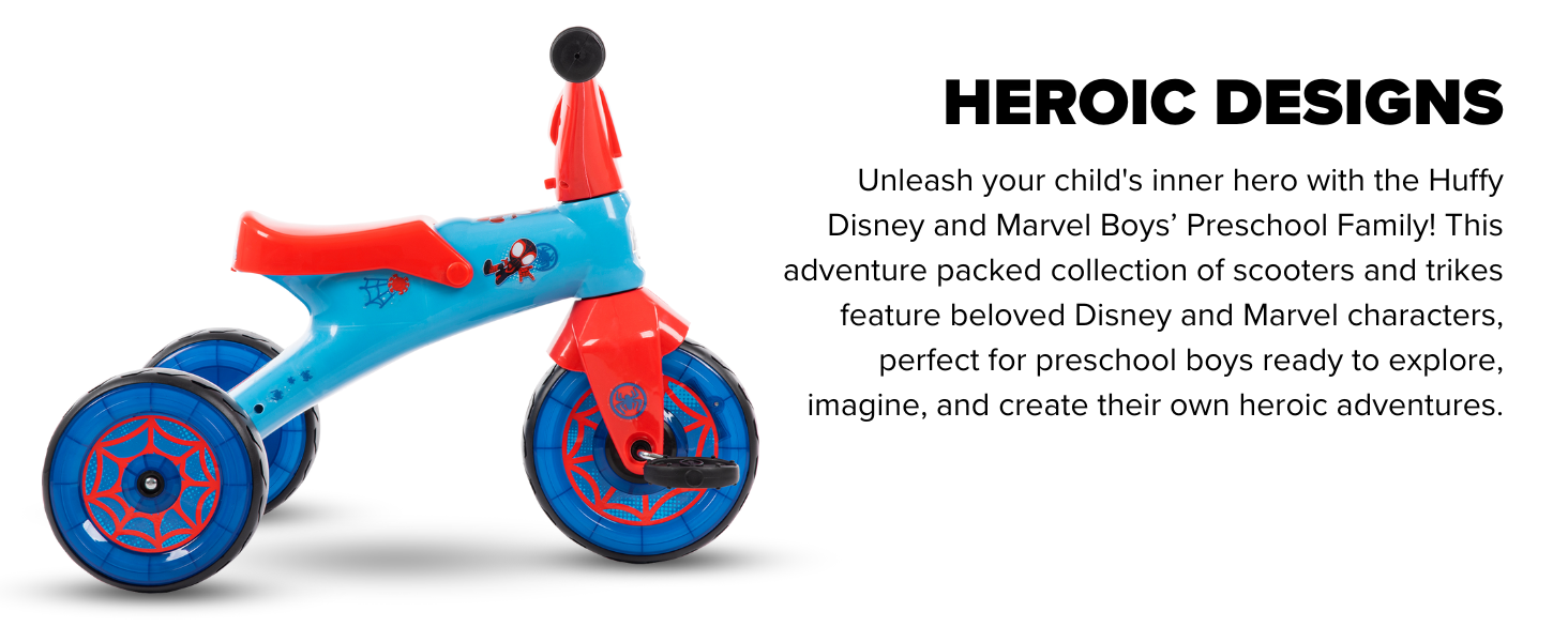 Huffy, Disney, Marvel, preschool, scooters, trikes, LED lights, water bottle, adventure, fun, kids