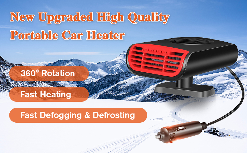 Car Heater, 12V 150W Portable Fast Heating Defrost Defogger,2 in1 Plugin Car Heater