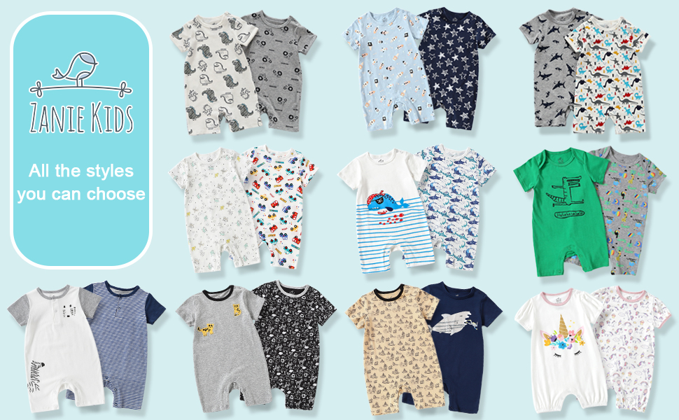 Zanie Youngsters Child Boy Rompers Brief Sleeve Snap Toddler Summer time Cotton Cute Garments, 2-Pack 17 Boys One-Piece Clothes Romper