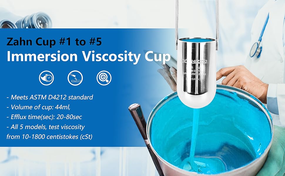 GELTTULU Zahn Cup Immersion Viscosity Cup,1 to 5 Dip Type 44ml